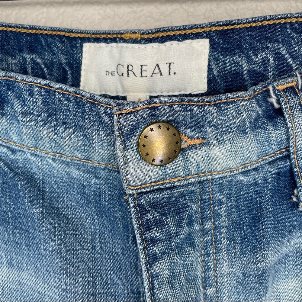 THE GREAT. The Slack Straight Jeans Size 28 Ragtime Destroy Button Fly - Picture 5 of 9